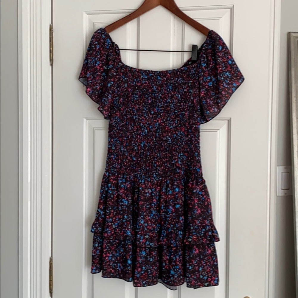 Parker black floral print summer dress size XS.